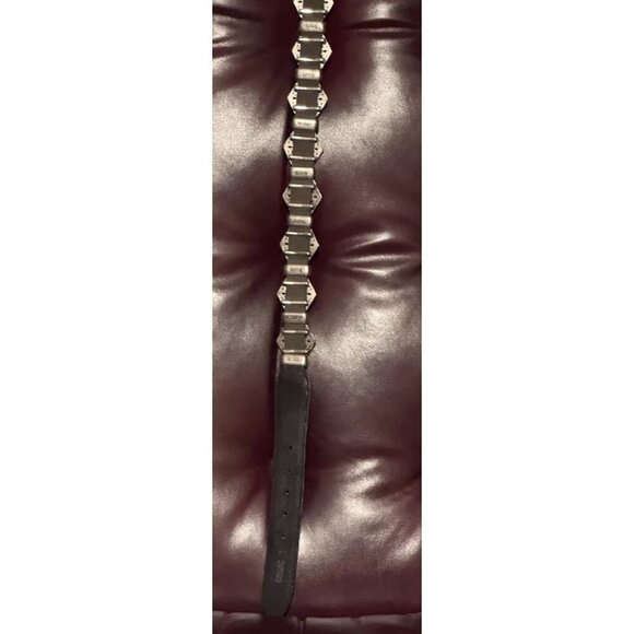 Vintage BRIGHTON Women's Black Leather Concho Belt 1995 Large Up To 34 InchWaist - Picture 6 of 16